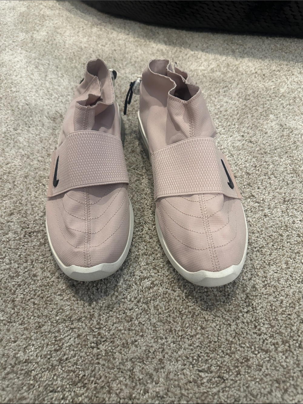 Nike Fear Of God Men Slip-On Sneakers - Dusty Pink with Black Swoosh